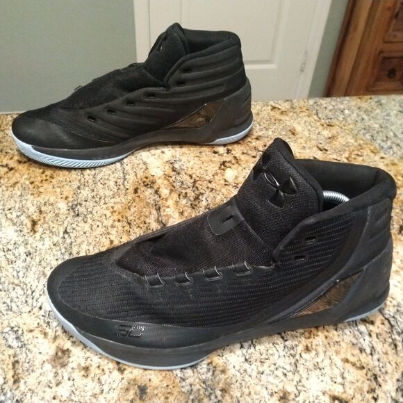 Under Armour Curry 3 Black Carolina Blue 1269279-004 Basketball Shoes Sz 13 - Picture 4 of 12